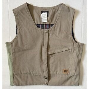 POLAR KING by KEY -  Men's Vintage Beige Fleece Lined Canvas Vest - Size Large